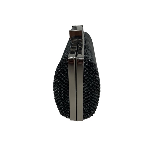 Jessica McClintock Black Beaded with Sliver Crossbody Purse | Clutch and 6.5”x4” - Picture 2 of 5